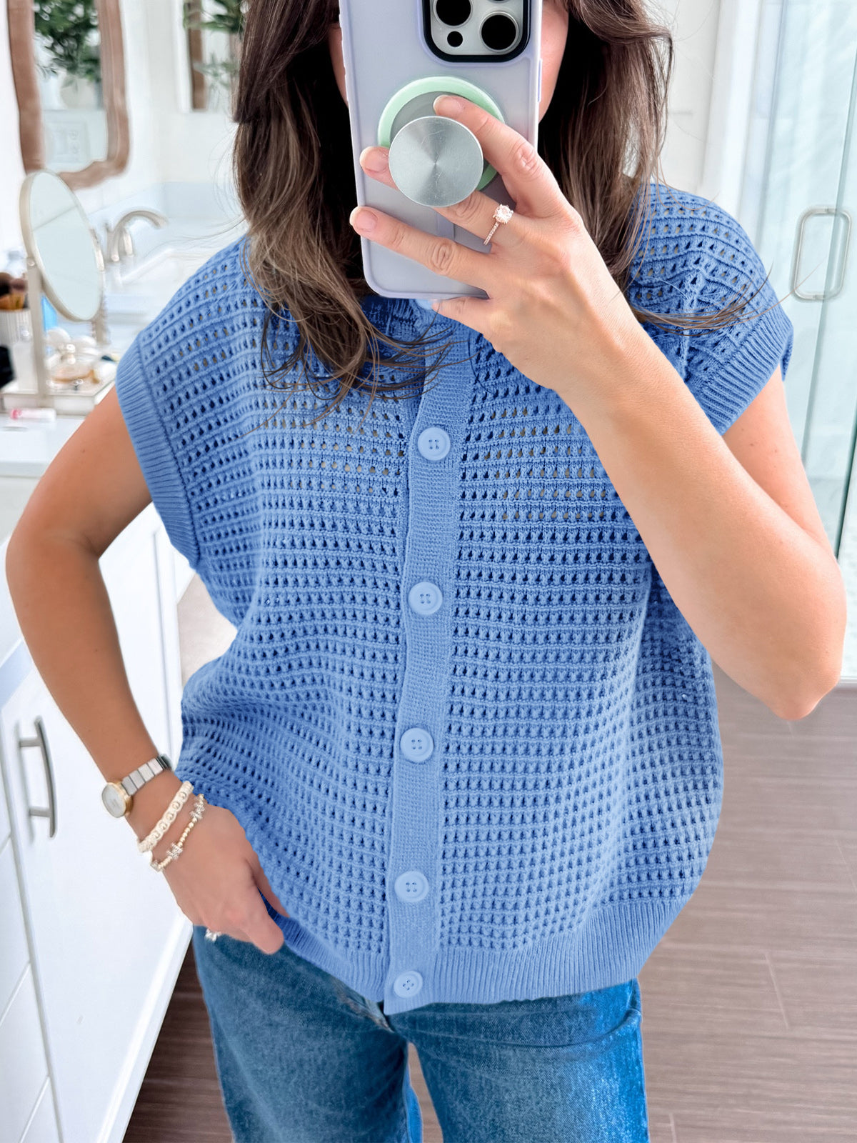 Saodimallsu Womens Short Cap Sleeve Sweater Vest