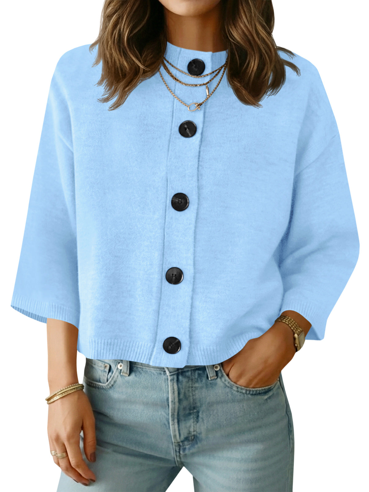 Saodimallsu Womens Short Sleeve Button Down Cardigan
