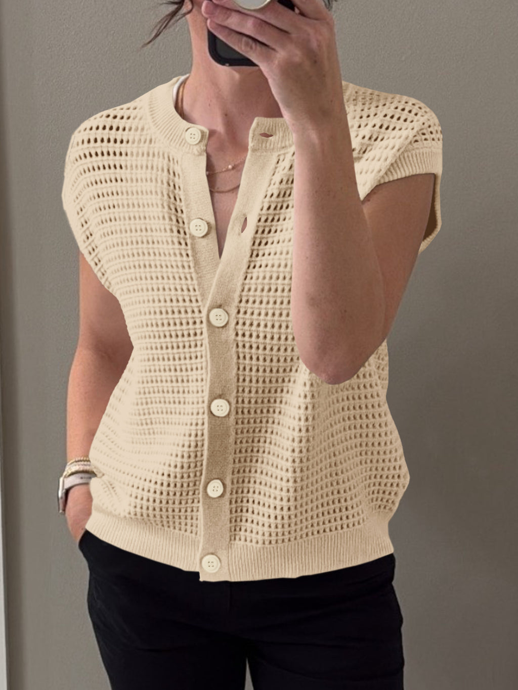 Saodimallsu Womens Short Cap Sleeve Sweater Vest