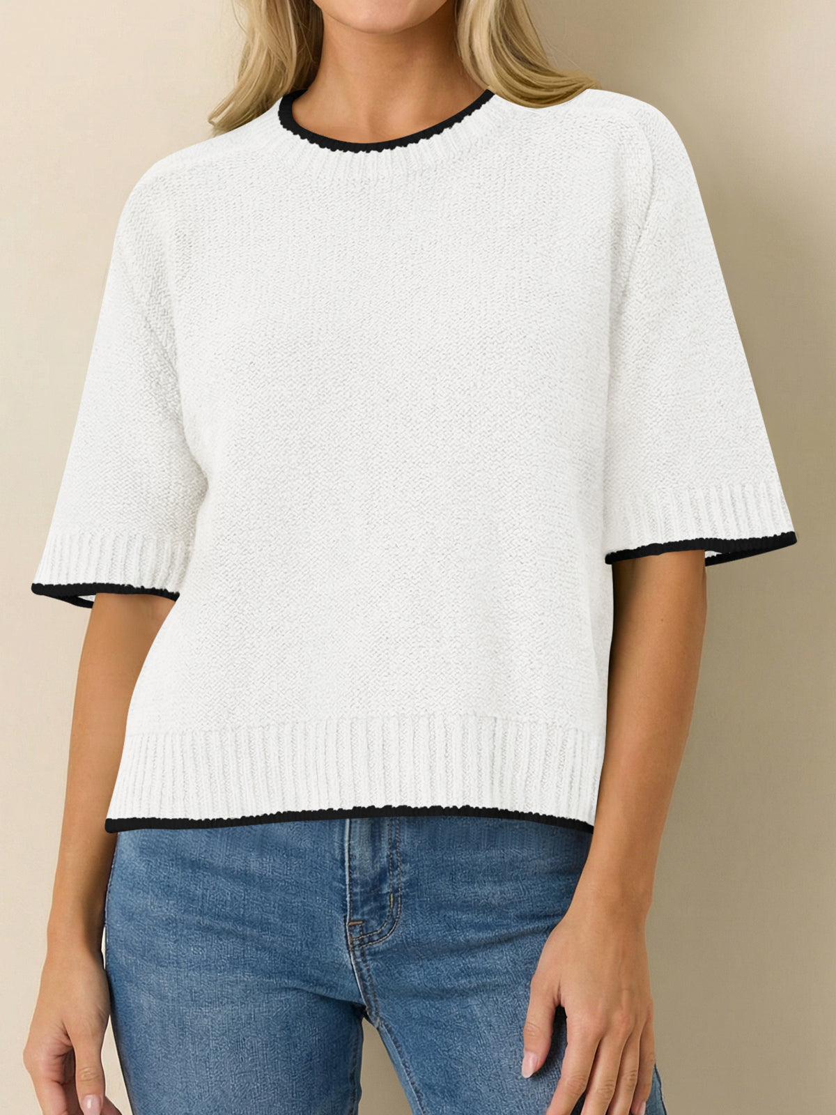Saodimallsu Womens Casual Crew Neck Sweaters