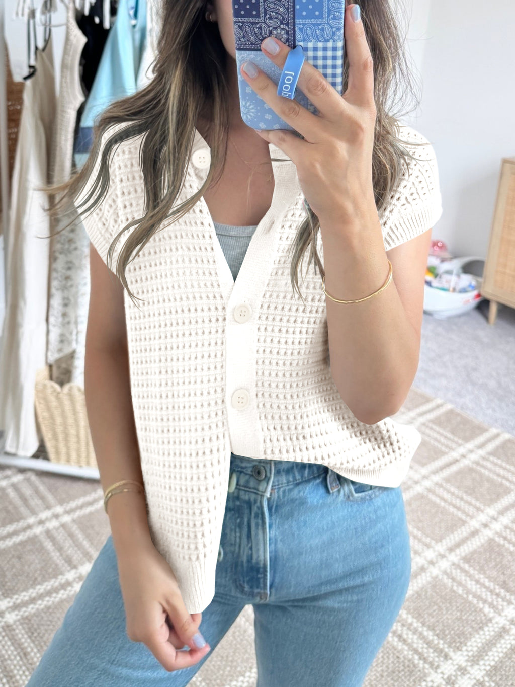 Saodimallsu Womens Short Cap Sleeve Sweater Vest