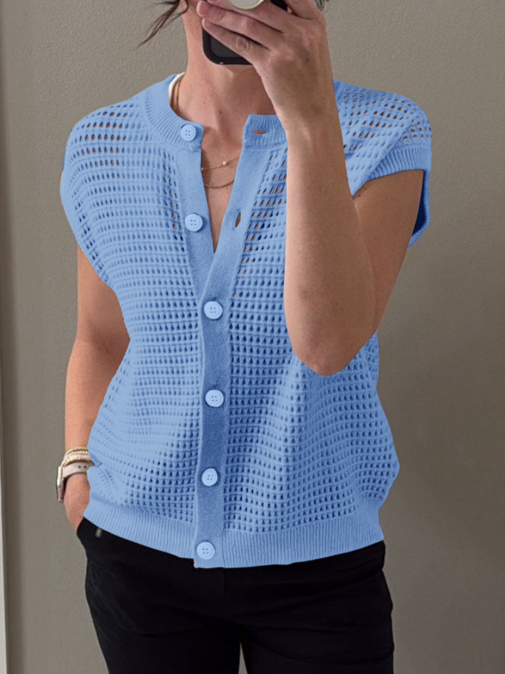 Saodimallsu Womens Short Cap Sleeve Sweater Vest