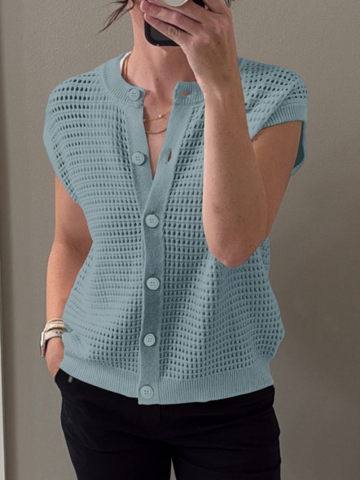 Saodimallsu Womens Short Cap Sleeve Sweater Vest