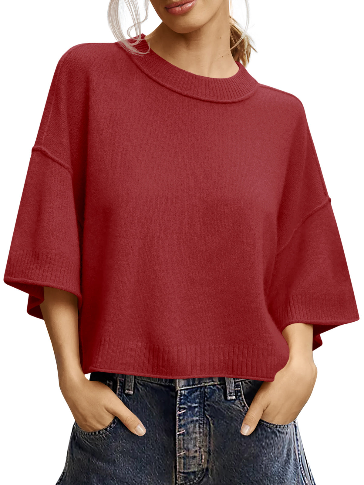Saodimallsu Womens Oversized Cropped Sweater