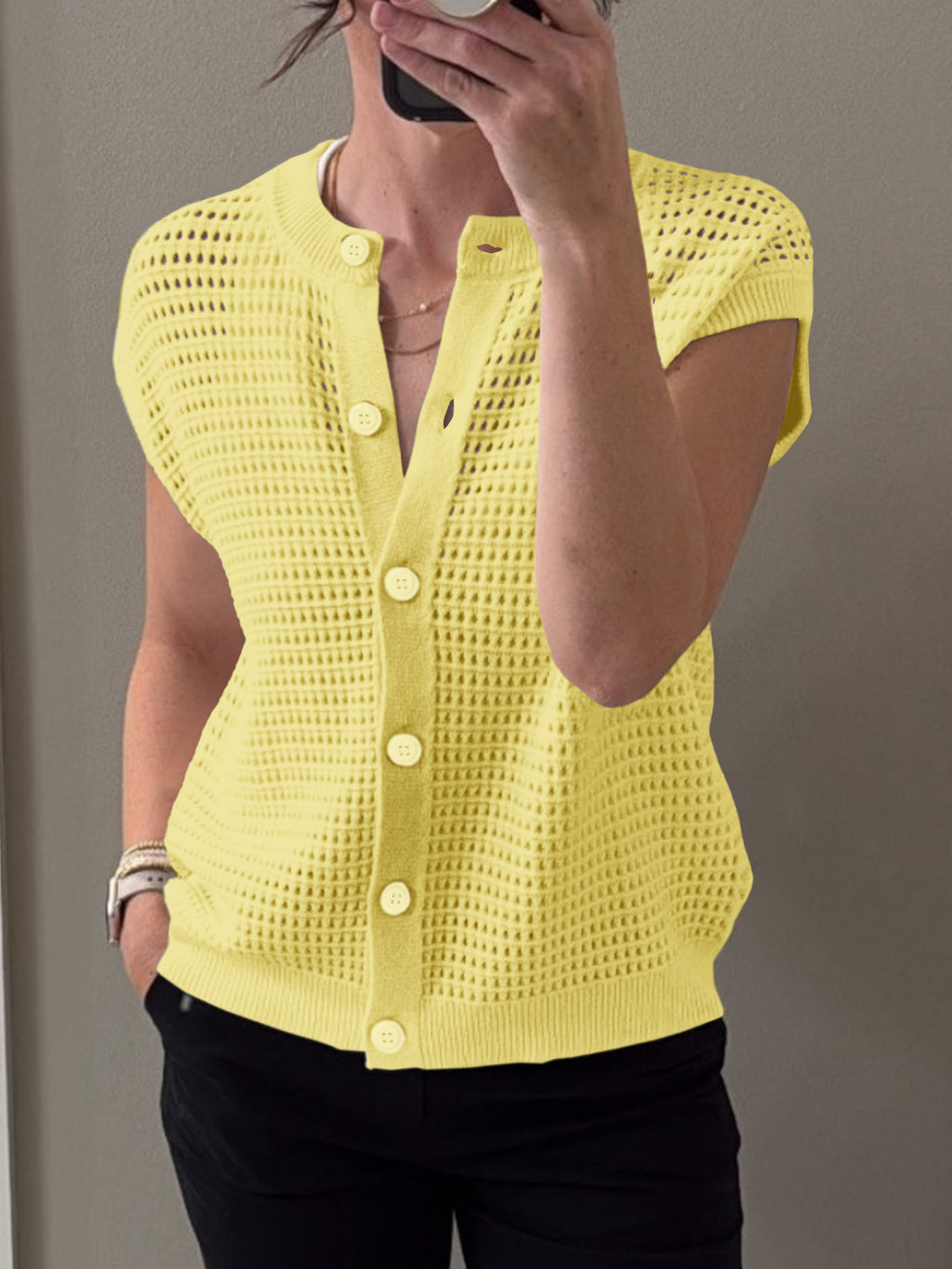 Saodimallsu Womens Short Cap Sleeve Sweater Vest