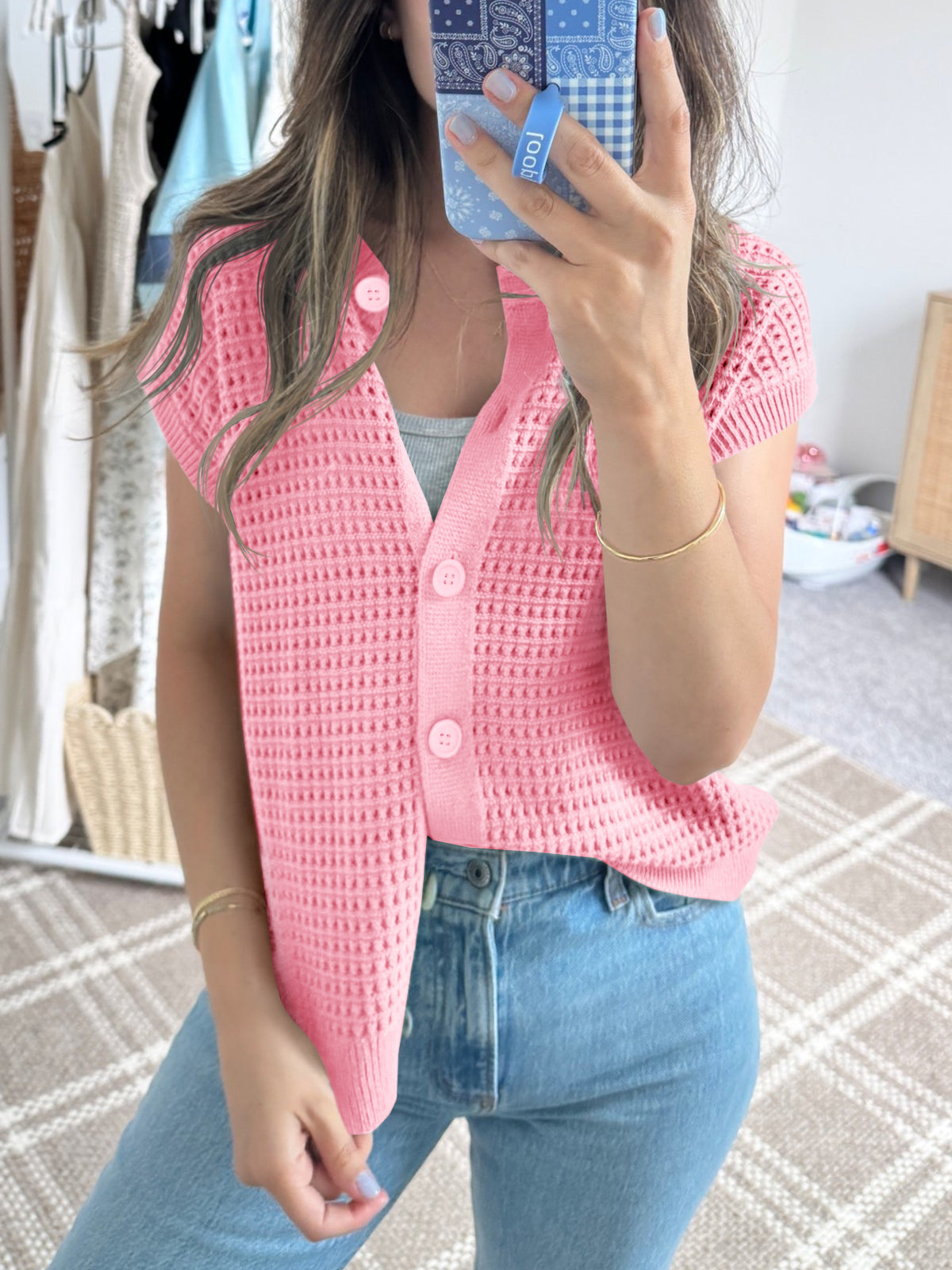 Saodimallsu Womens Short Cap Sleeve Sweater Vest