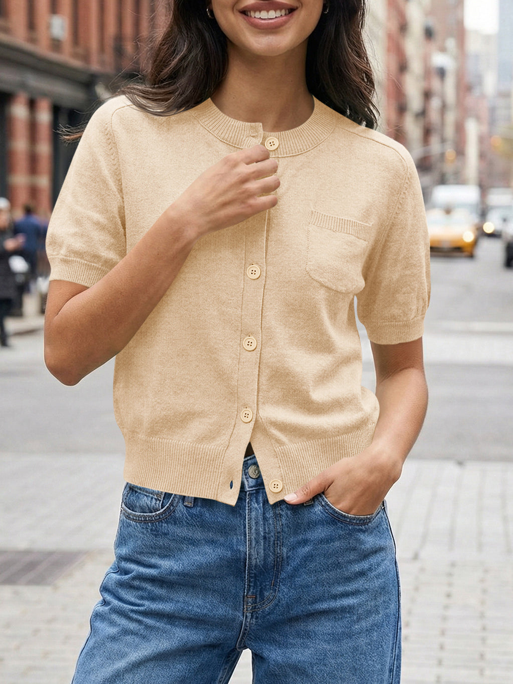 Saodimallsu Womens Puff Sleeve Button Down Cardigan
