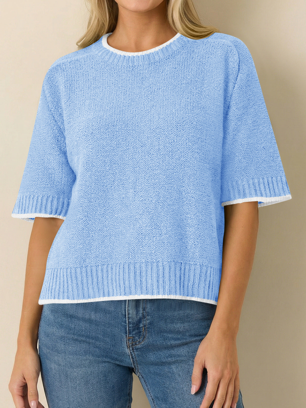 Saodimallsu Womens Casual Crew Neck Sweaters