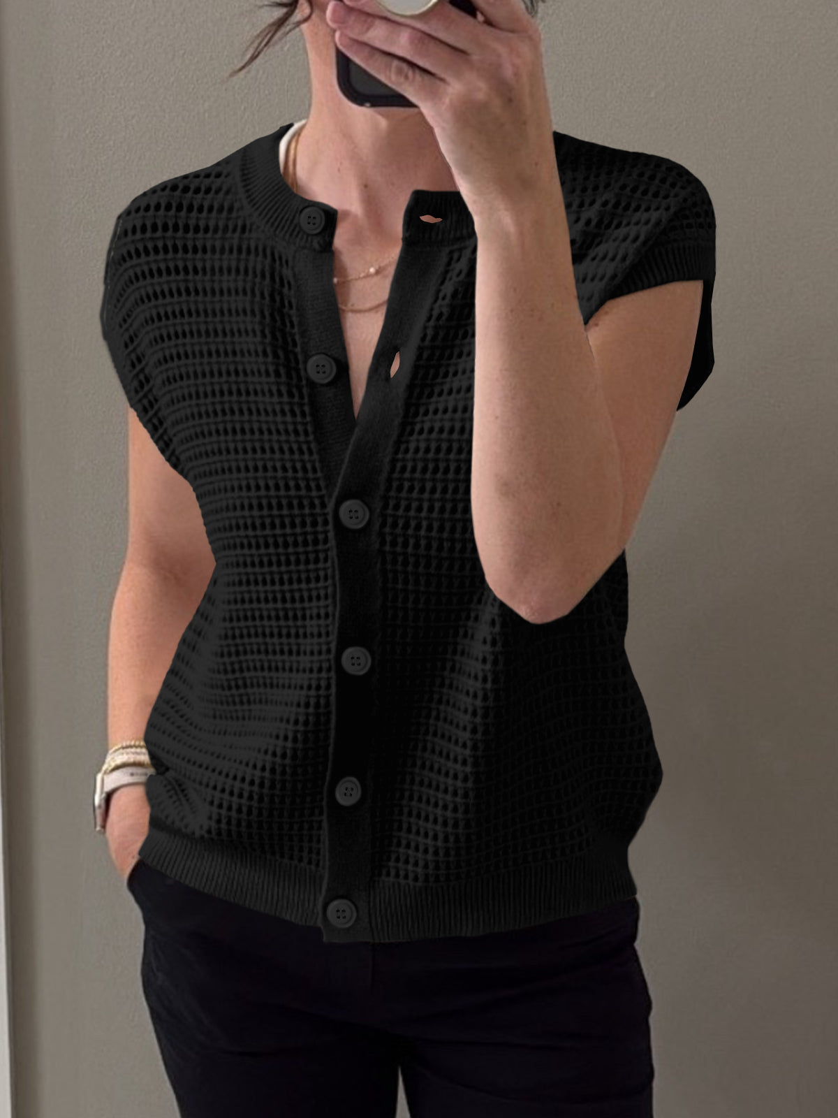Saodimallsu Womens Short Cap Sleeve Sweater Vest