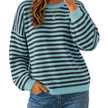 Saodimallsu Women Oversized Striped Crew Neck Pullover Sweater