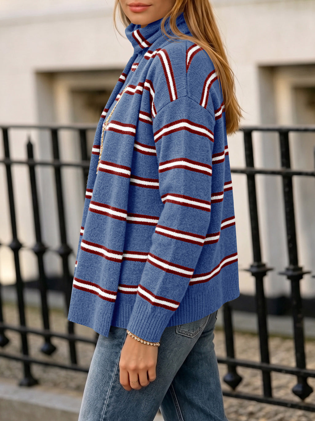 Saodimallsu Striped Knit Button Cardigan