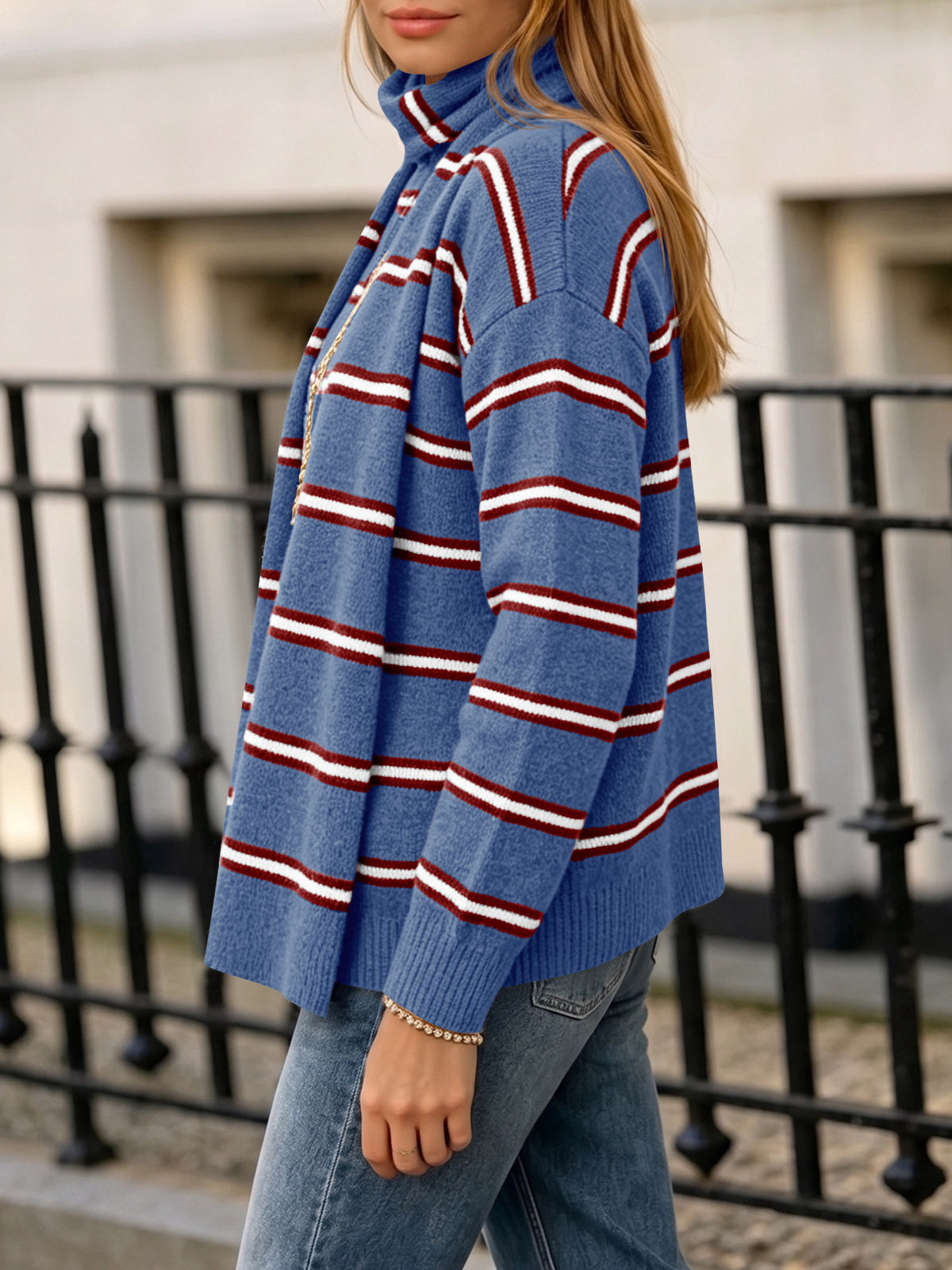 Saodimallsu Striped Knit Button Cardigan