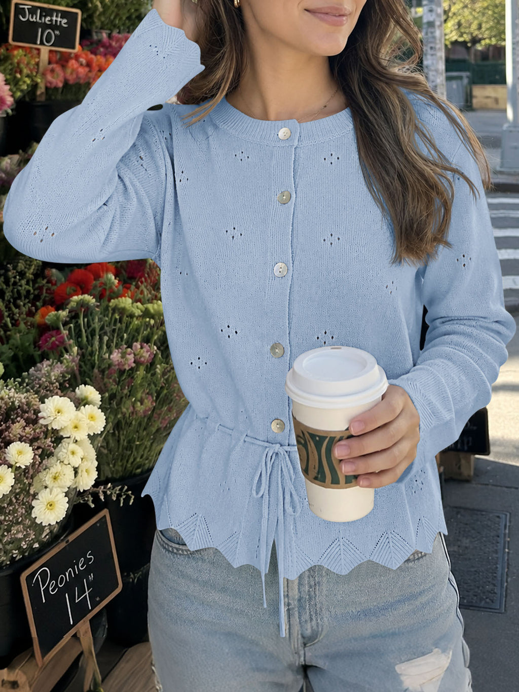 Saodimallsu Women Crochet Cardigan Sweater