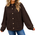 Saodimallsu Women Button-Up Knit Cardigan with Pockets