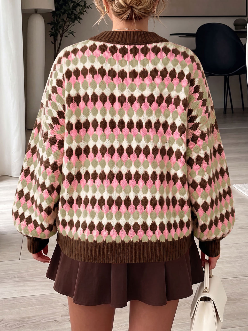 Saodimallsu Women Color Block Knit Sweater