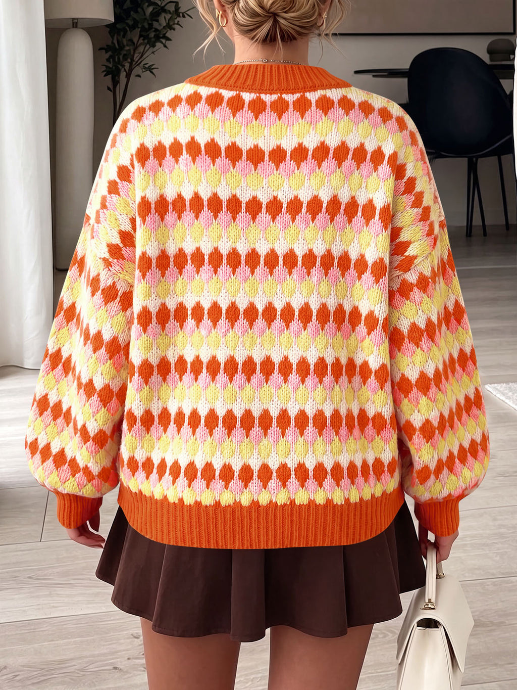 Saodimallsu Women Color Block Knit Sweater