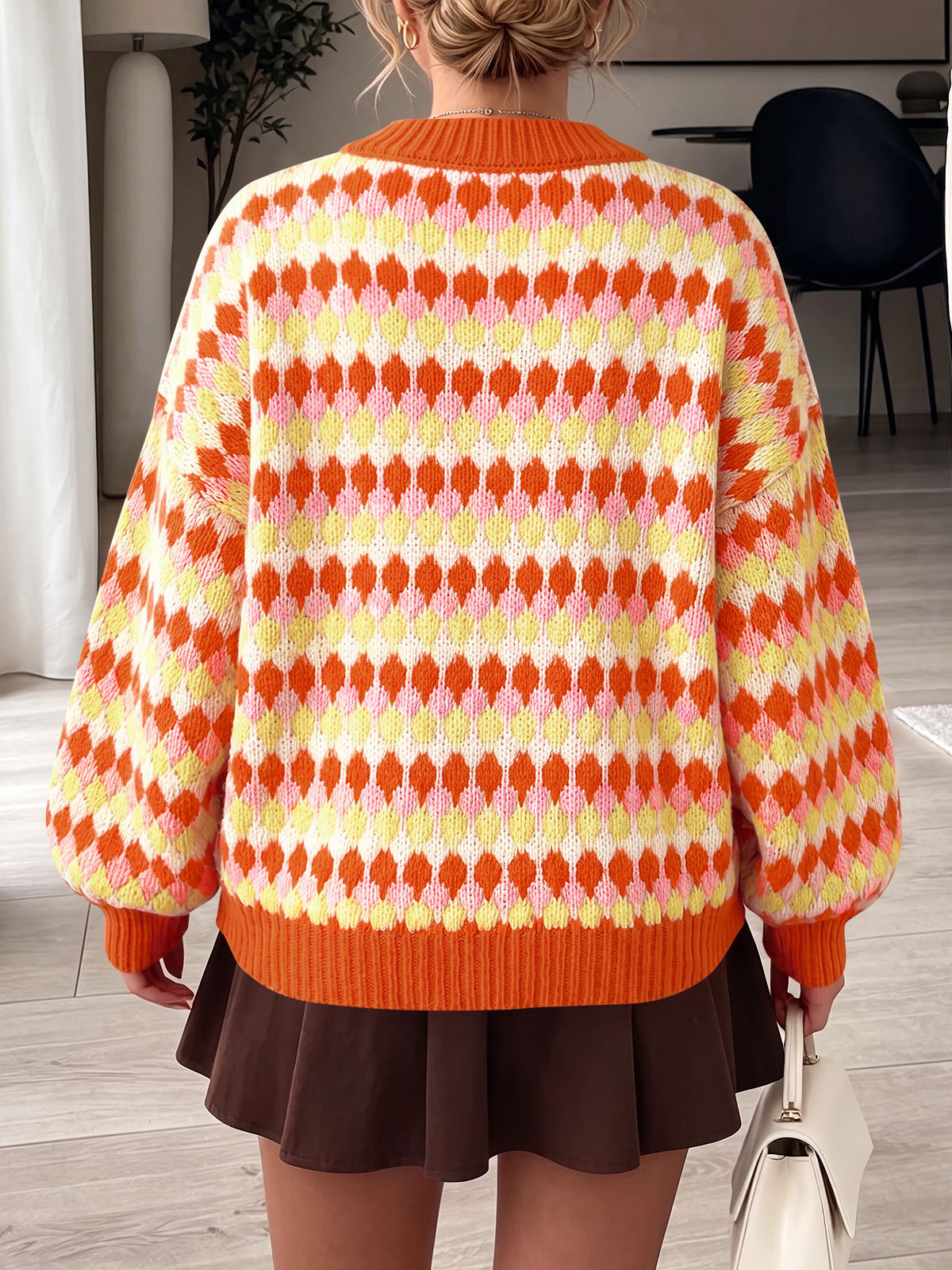 Saodimallsu Women Color Block Knit Sweater