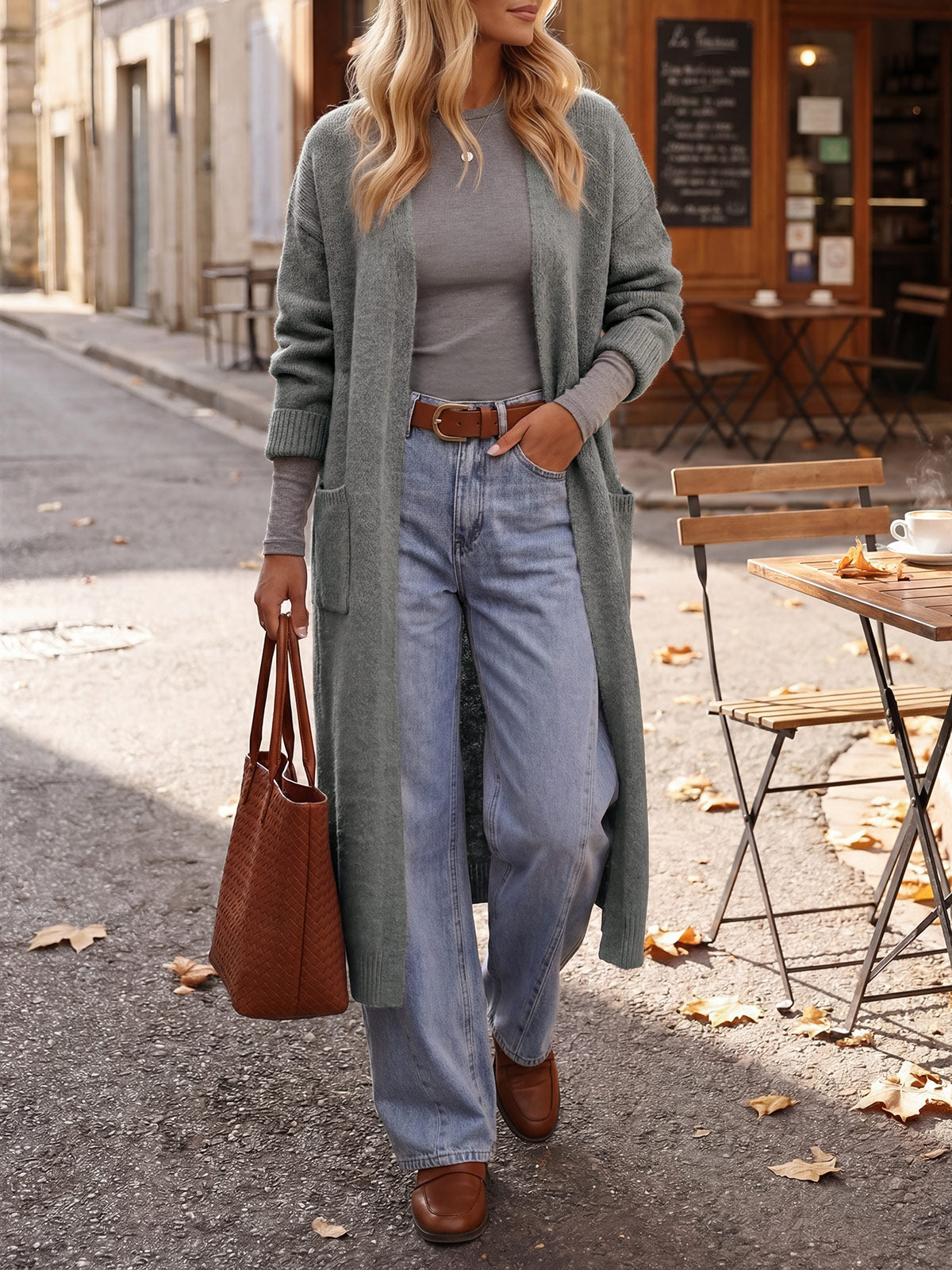Saodimallsu Women Long Open Front Knit Cardigan Duster