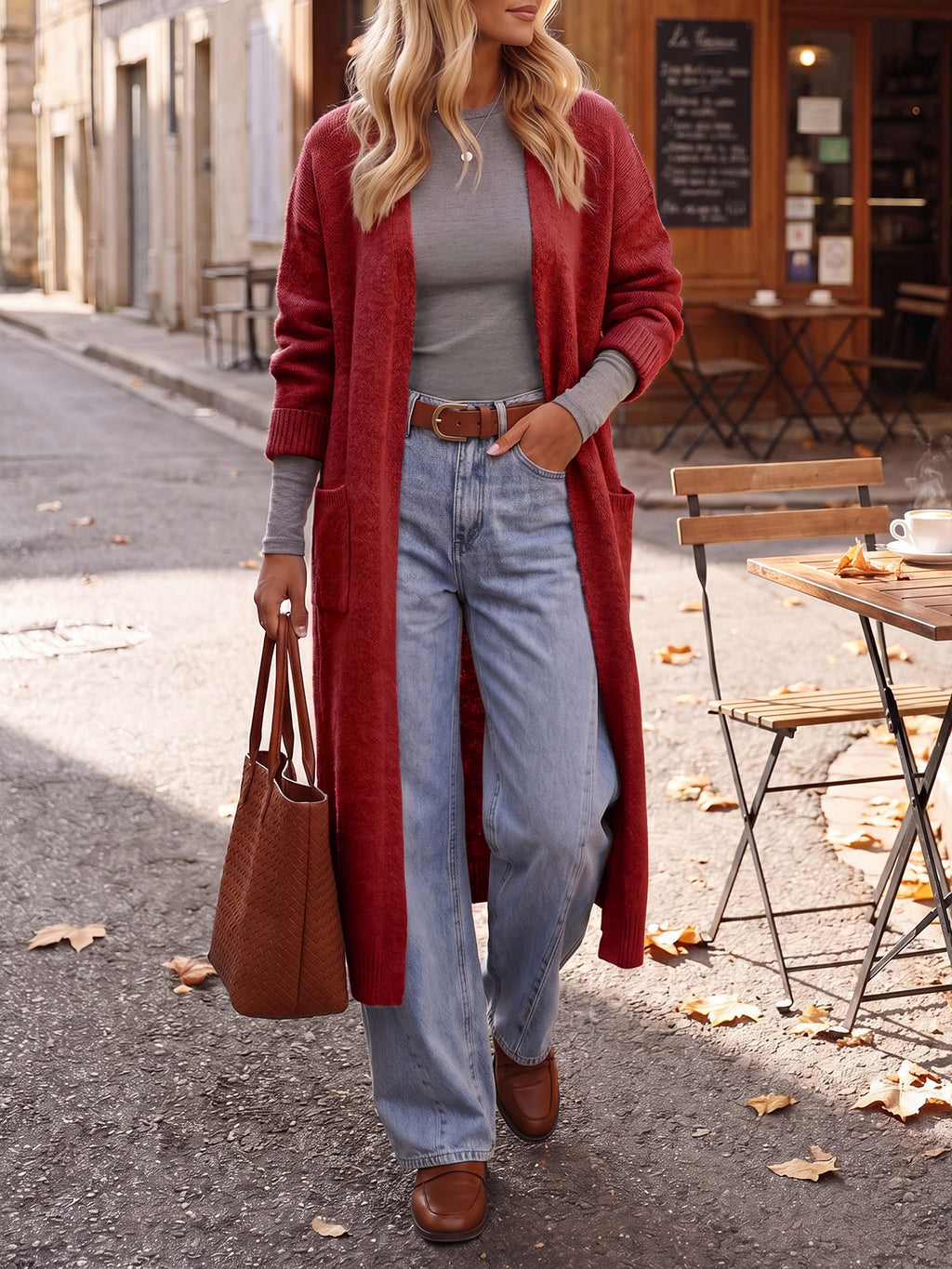 Saodimallsu Women Long Open Front Knit Cardigan Duster
