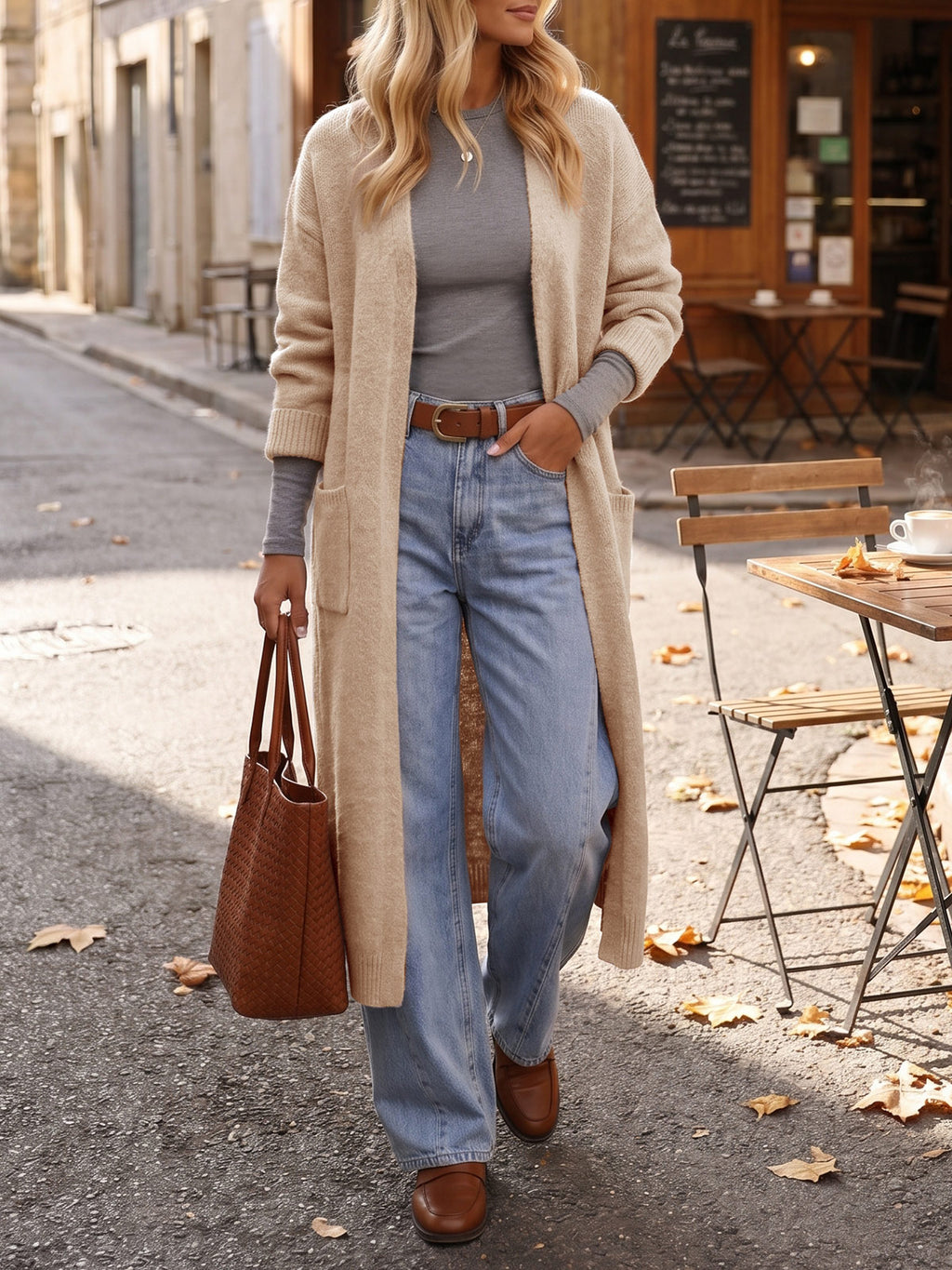 Saodimallsu Women Long Open Front Knit Cardigan Duster