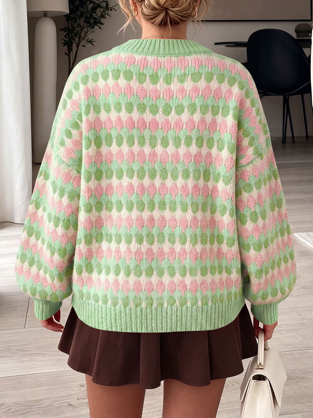 Saodimallsu Women Color Block Knit Sweater