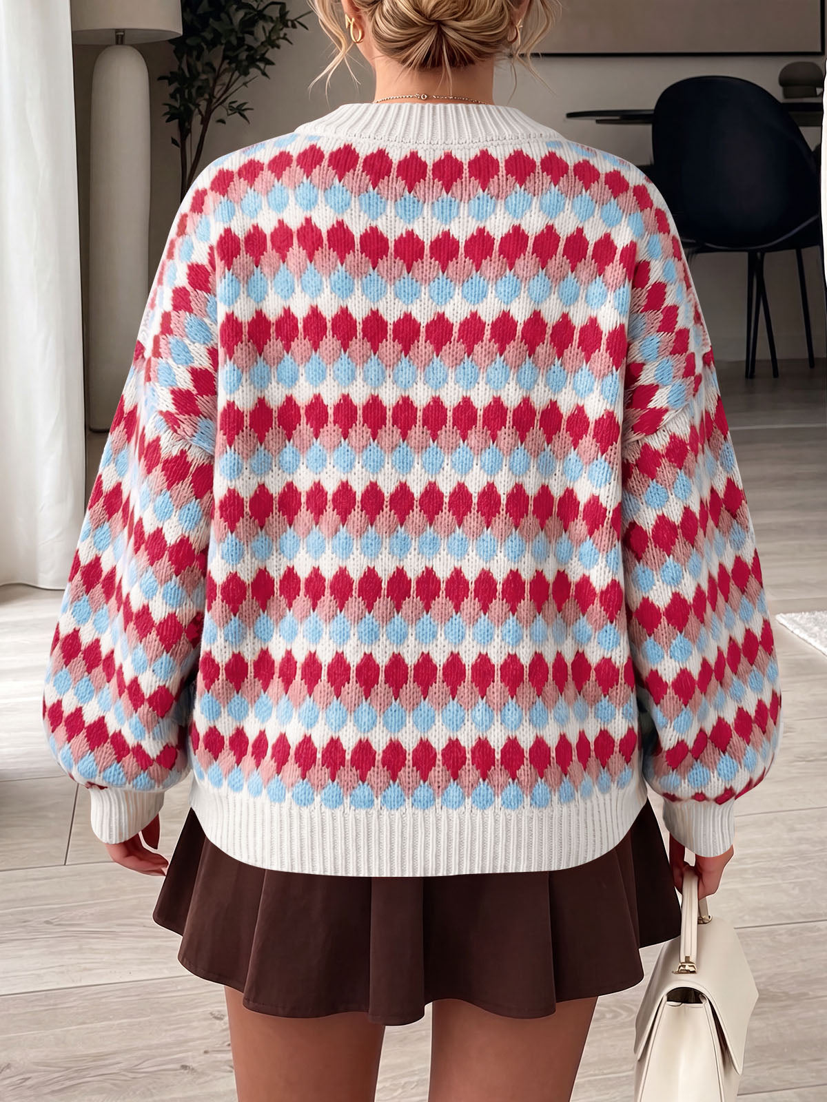 Saodimallsu Women Color Block Knit Sweater