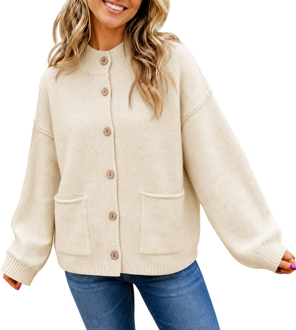 Saodimallsu Women Button-Up Knit Cardigan with Pockets