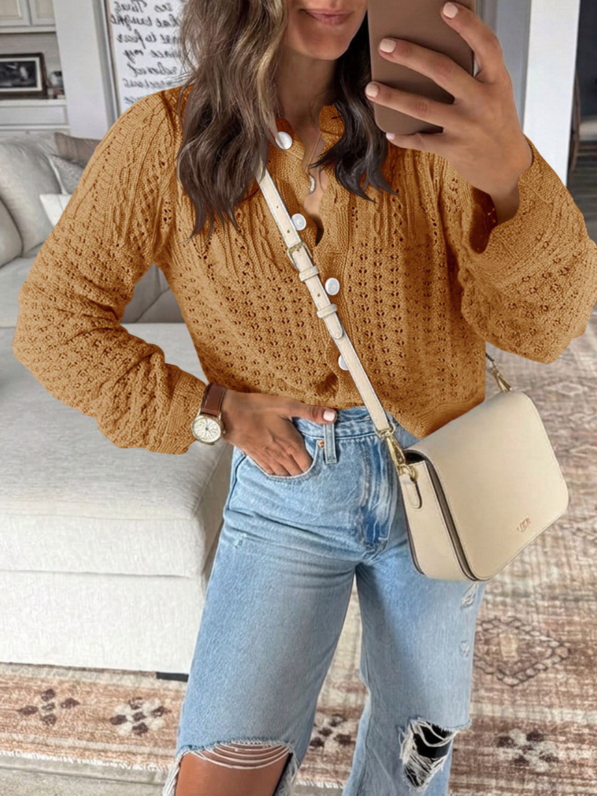 Saodimallsu Womens Crochet Cotton Knit Cardigans