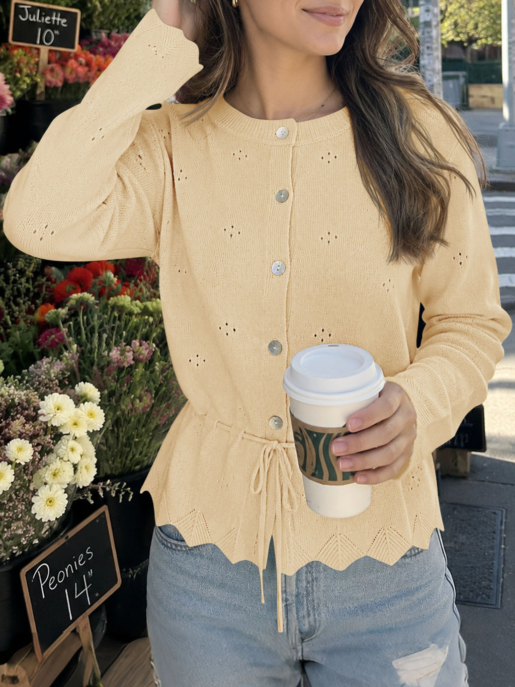 Saodimallsu Women Crochet Cardigan Sweater