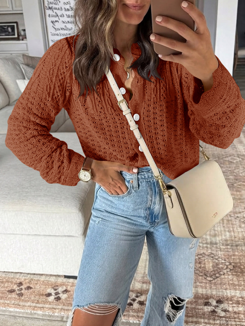 Saodimallsu Womens Crochet Cotton Knit Cardigans
