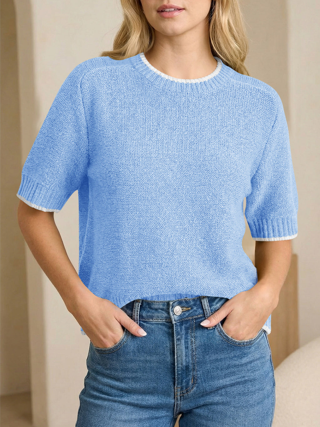 Saodimallsu Womens Casual Crew Neck Sweaters