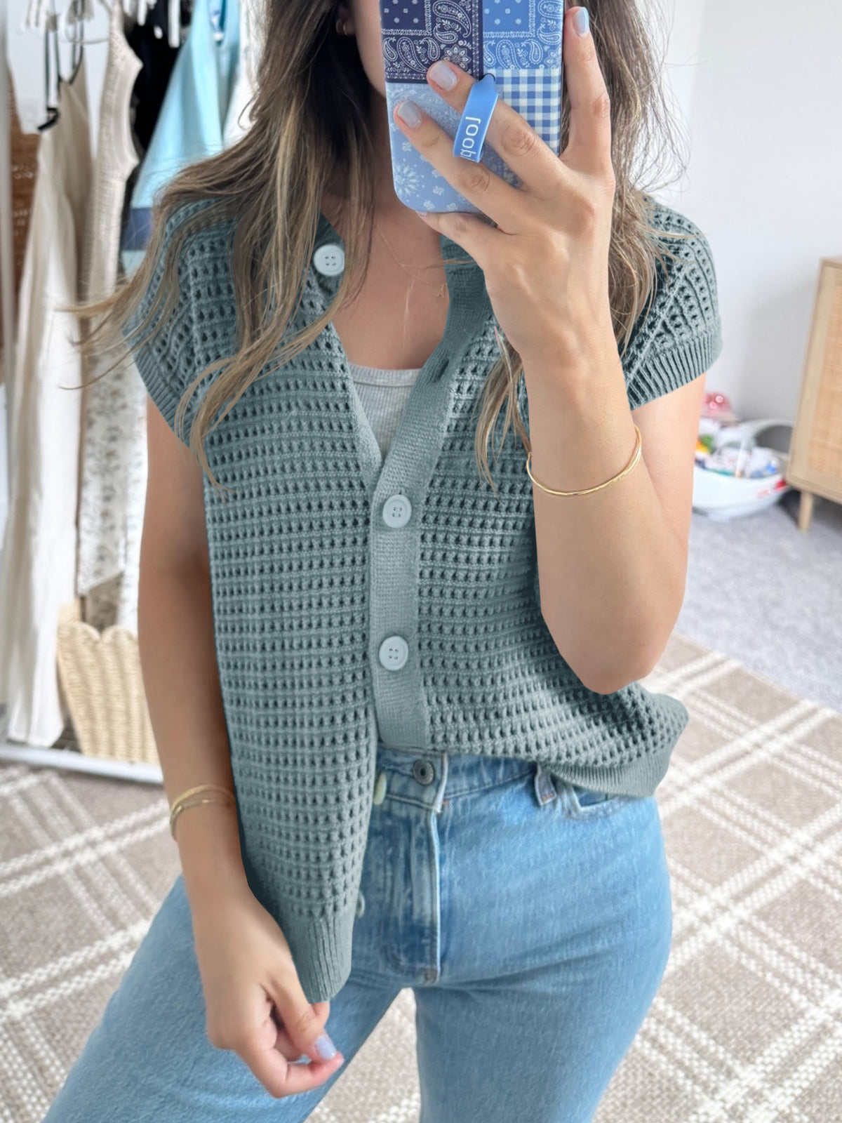 Saodimallsu Womens Short Cap Sleeve Sweater Vest
