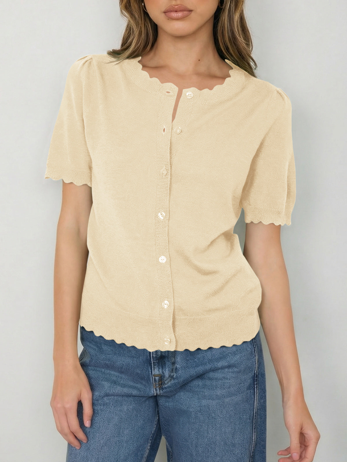 Saodimallsu Womens Puff Short Sleeve Cardigans