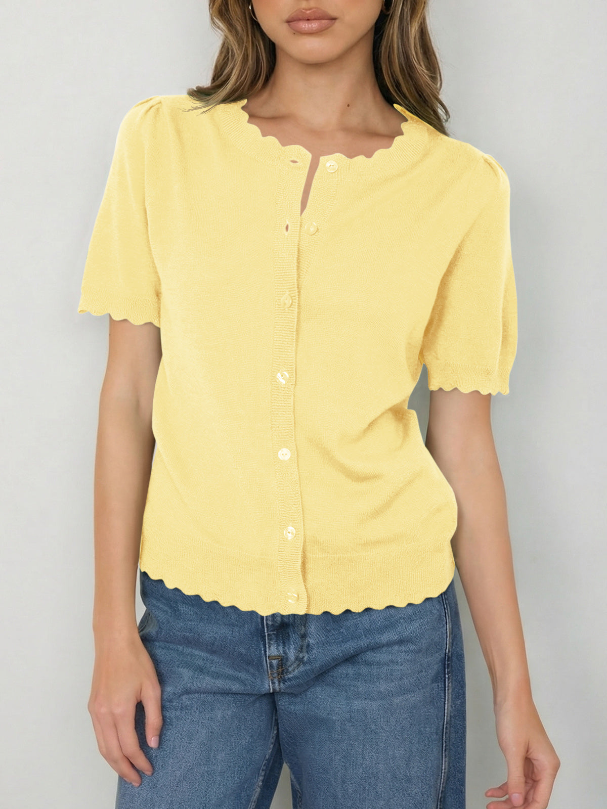 Saodimallsu Womens Puff Short Sleeve Cardigans