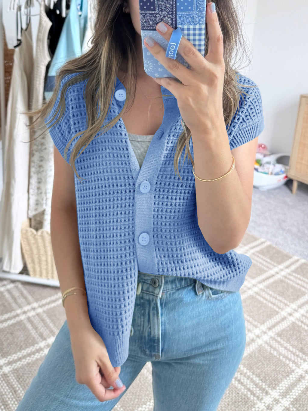 Saodimallsu Womens Short Cap Sleeve Sweater Vest