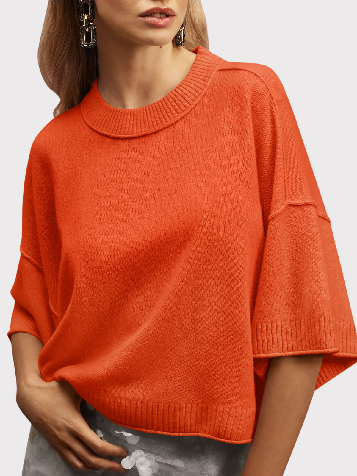 Saodimallsu Womens Oversized Cropped Sweater