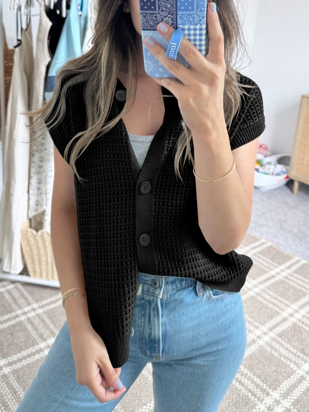 Saodimallsu Womens Short Cap Sleeve Sweater Vest