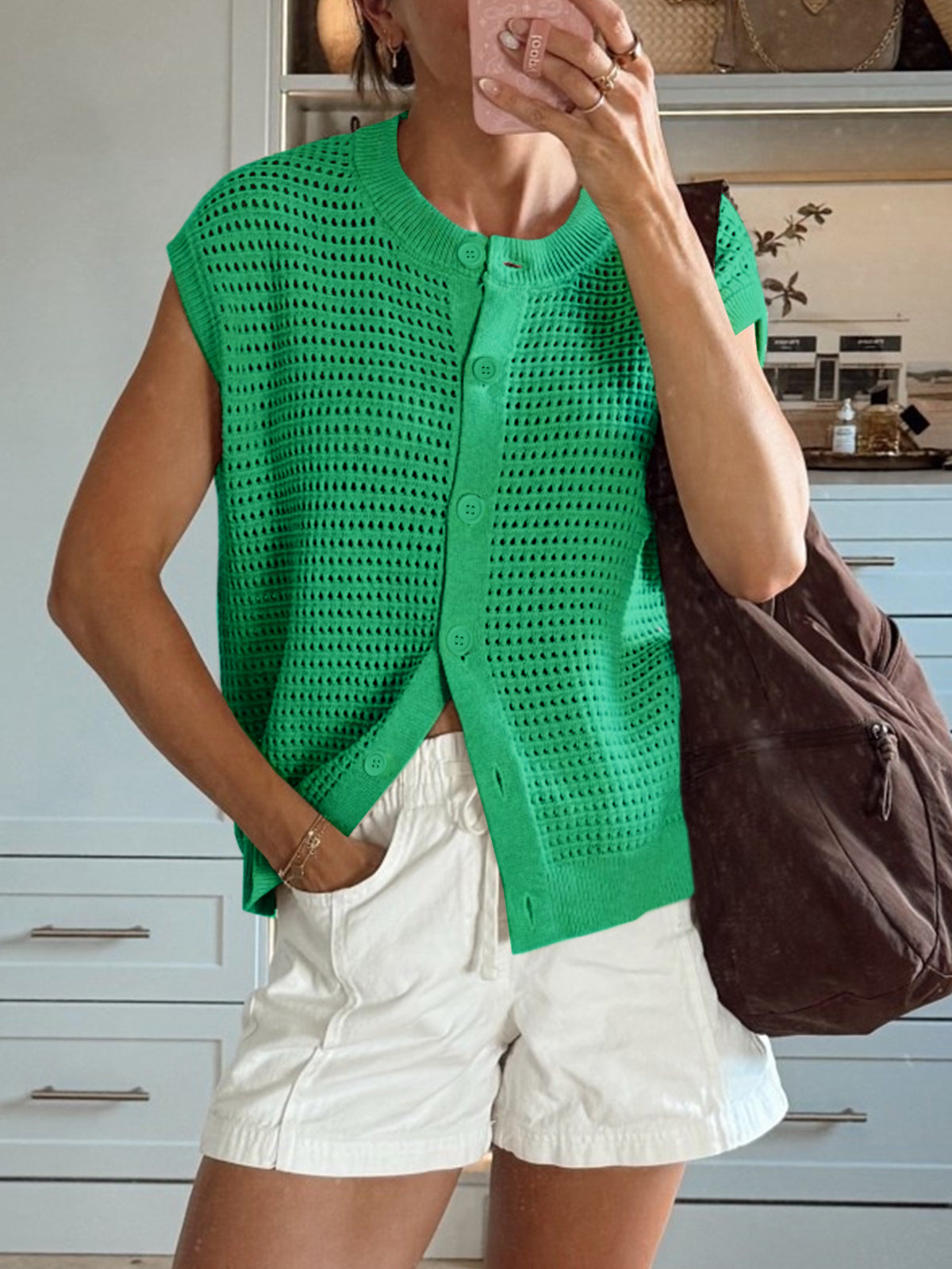 Saodimallsu Womens Short Cap Sleeve Sweater Vest