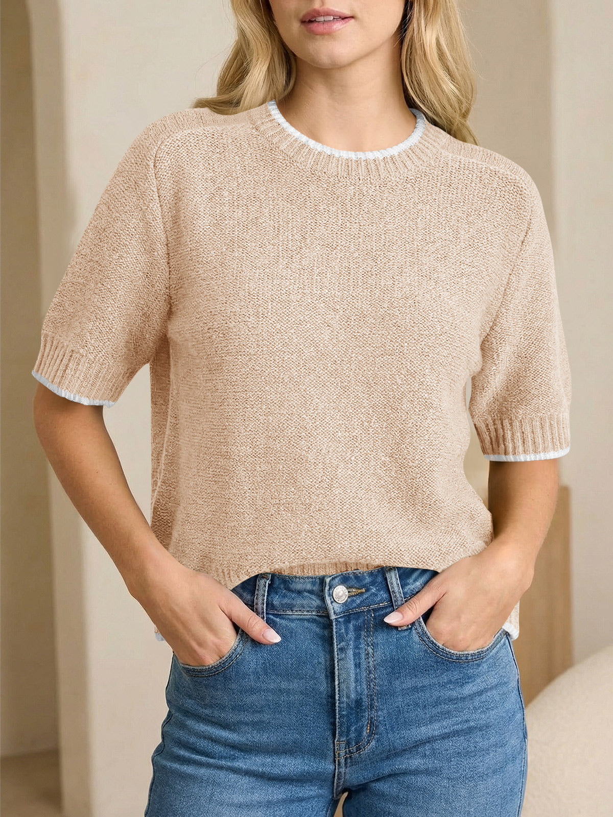 Saodimallsu Womens Casual Crew Neck Sweaters