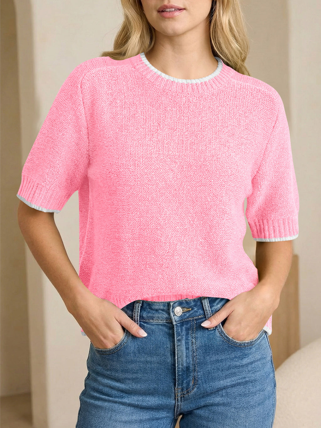 Saodimallsu Womens Casual Crew Neck Sweaters