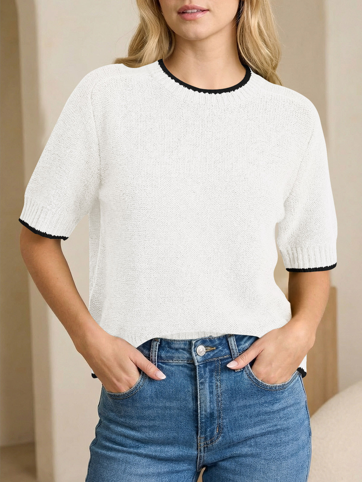 Saodimallsu Womens Casual Crew Neck Sweaters