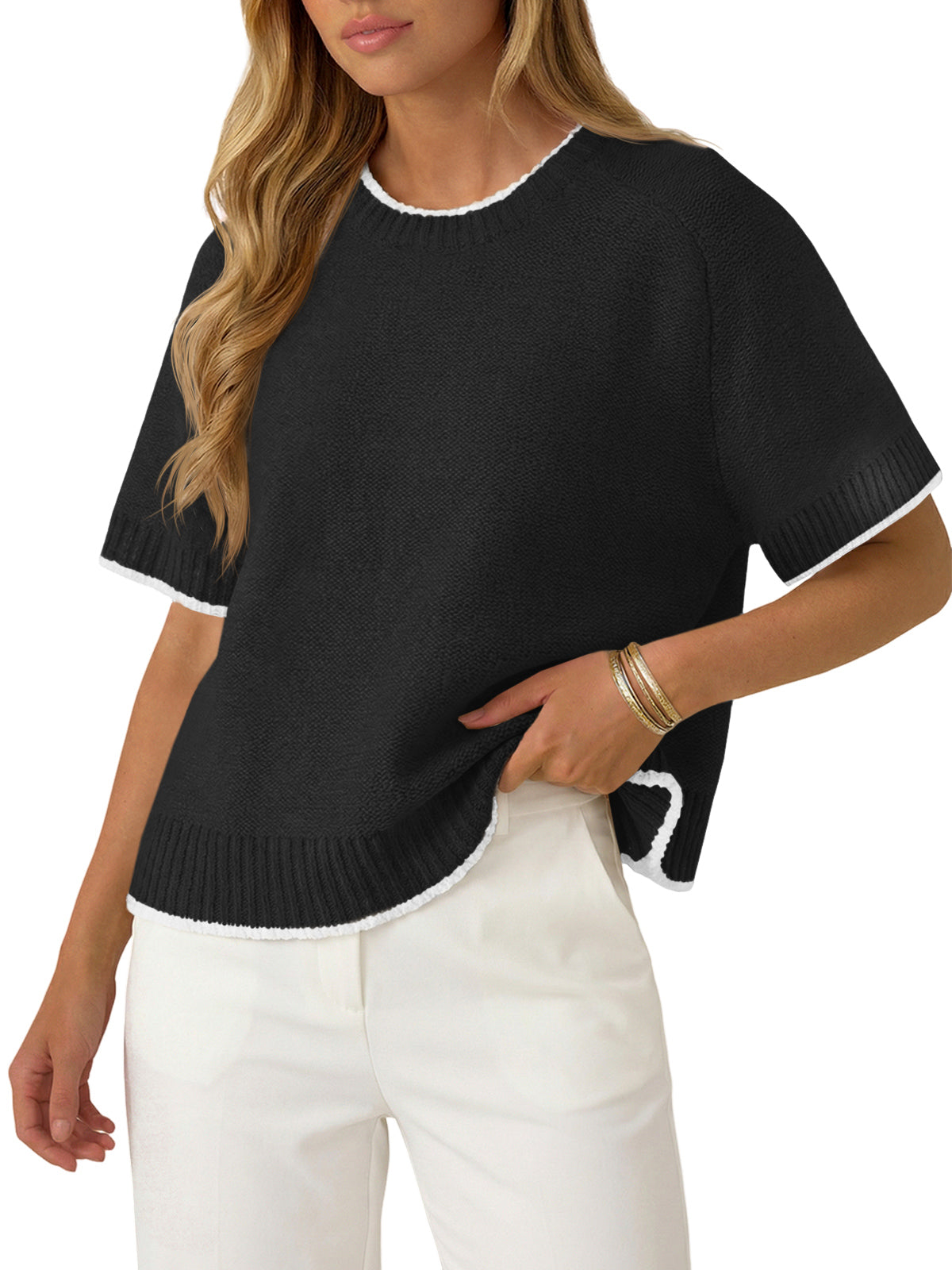 Saodimallsu Womens Casual Crew Neck Sweaters