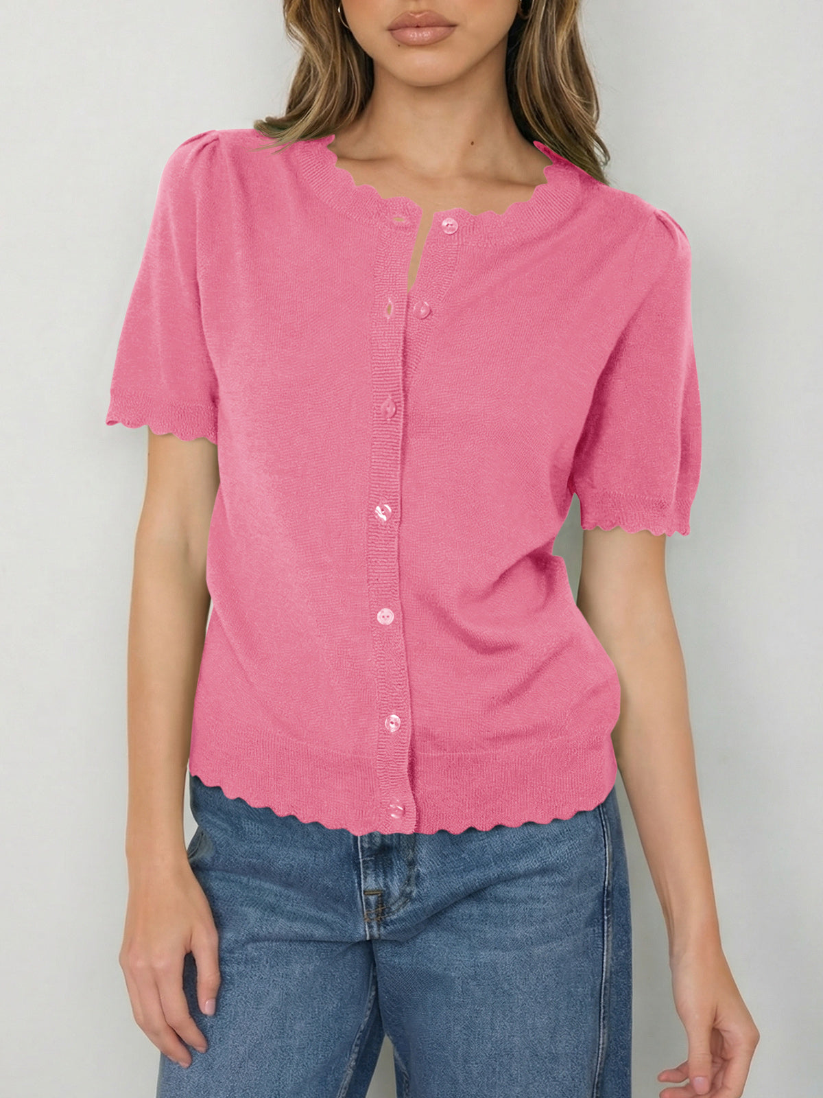 Saodimallsu Womens Puff Short Sleeve Cardigans