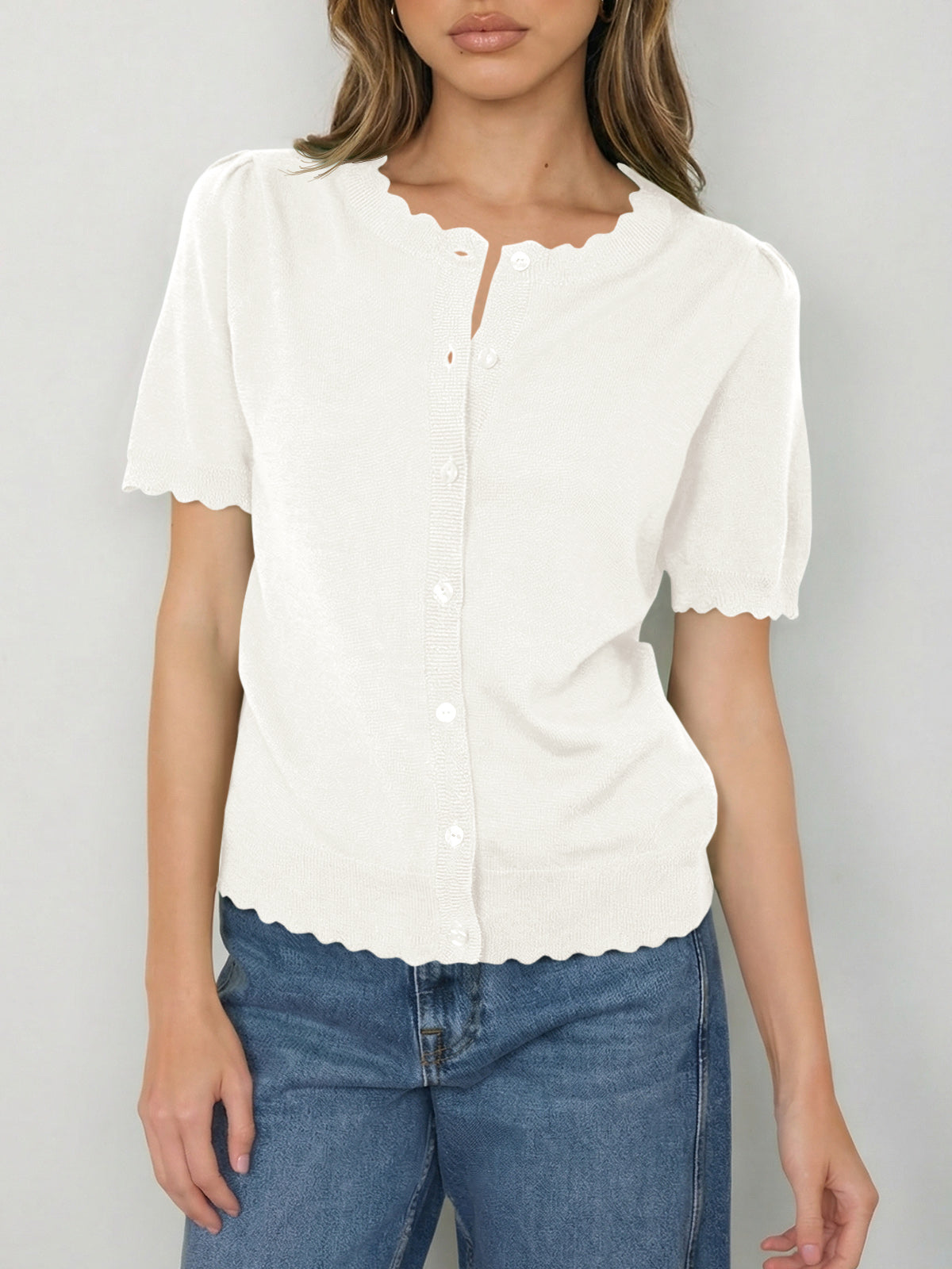 Saodimallsu Womens Puff Short Sleeve Cardigans
