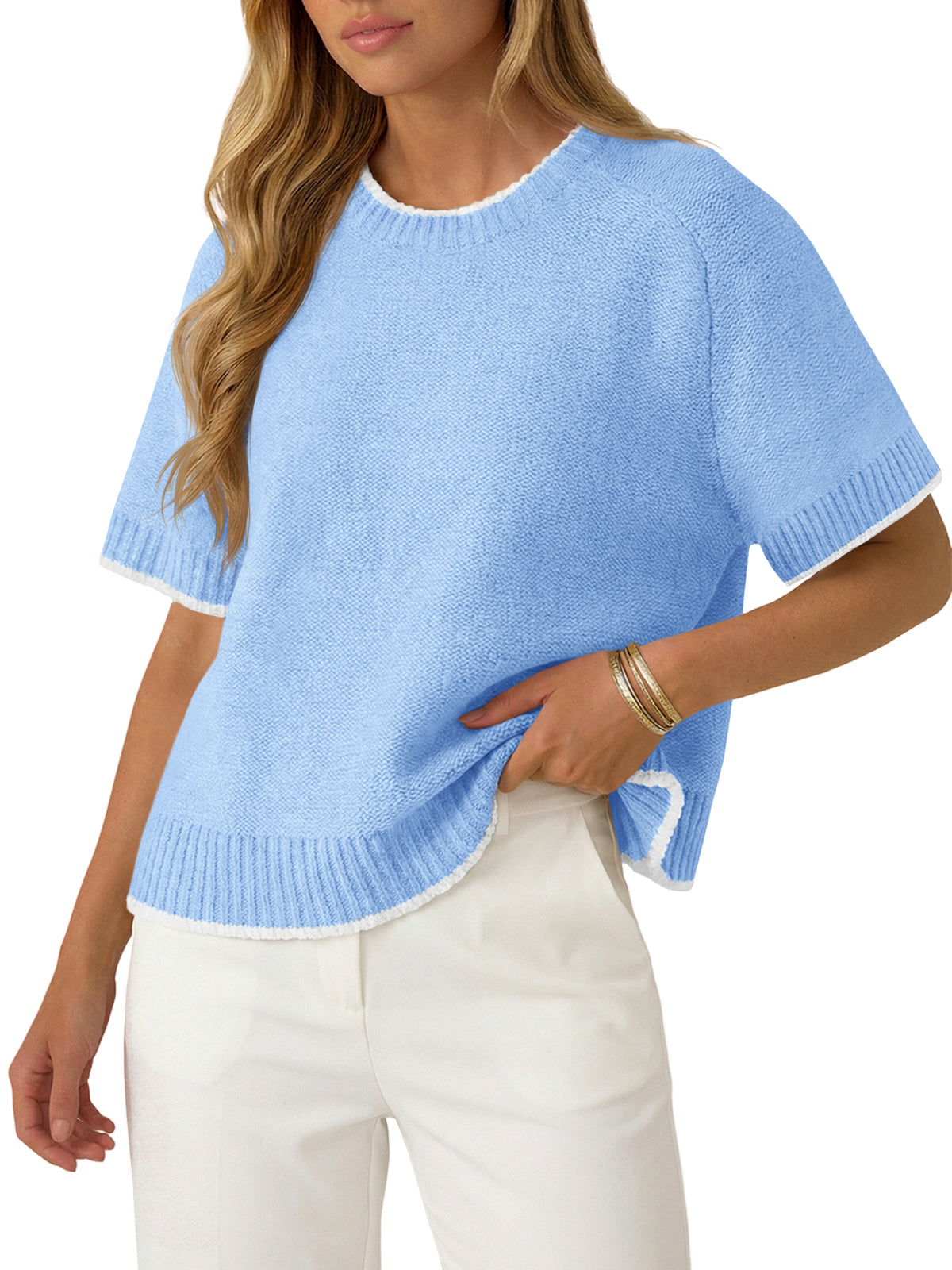 Saodimallsu Womens Casual Crew Neck Sweaters