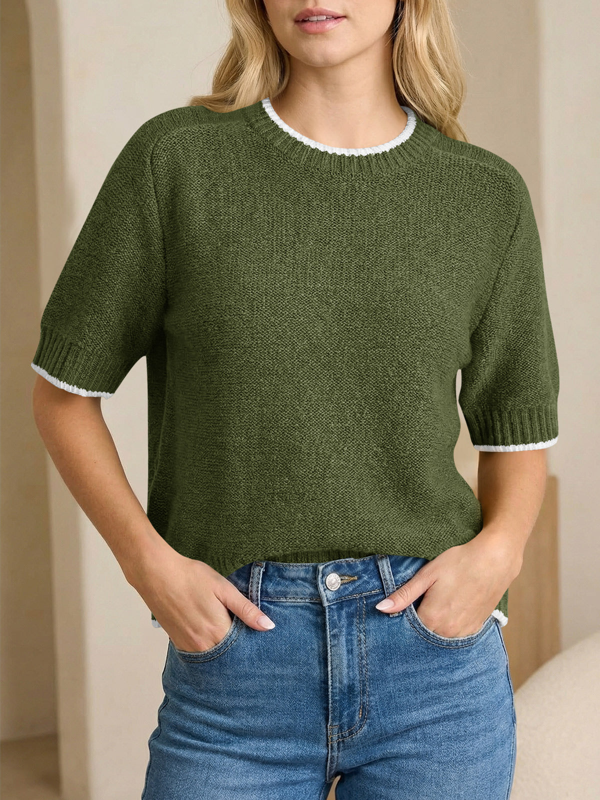Saodimallsu Womens Casual Crew Neck Sweaters