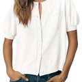 Saodimallsu Womens Puff Sleeve Button Down Cardigan