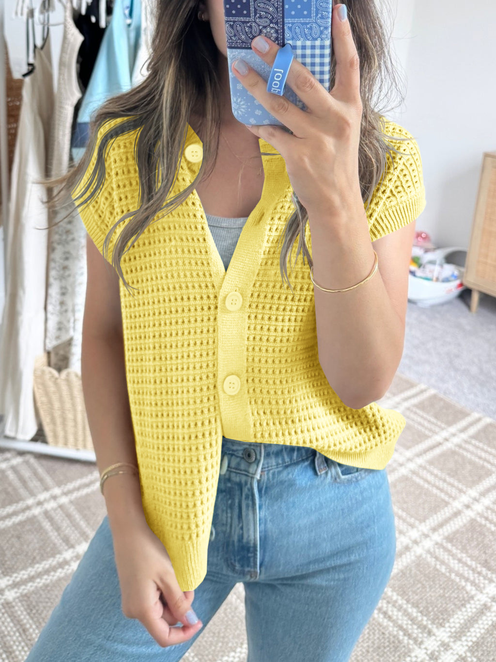 Saodimallsu Womens Short Cap Sleeve Sweater Vest
