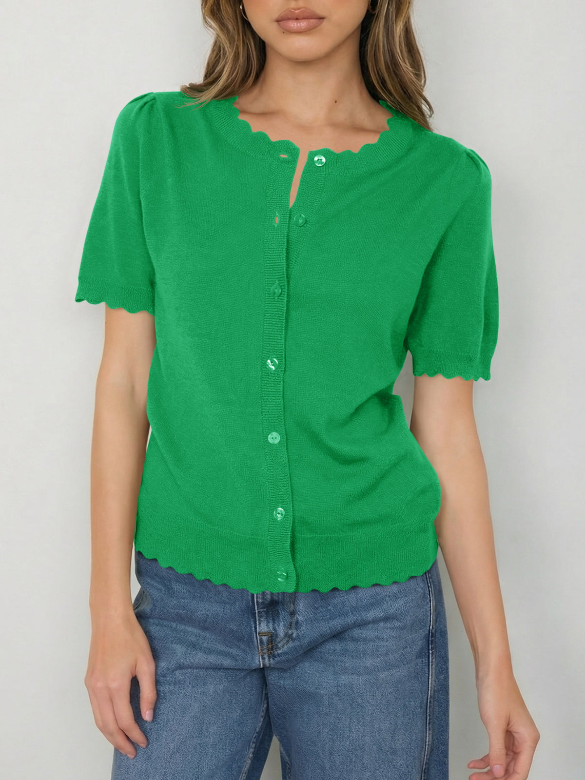 Saodimallsu Womens Puff Short Sleeve Cardigans