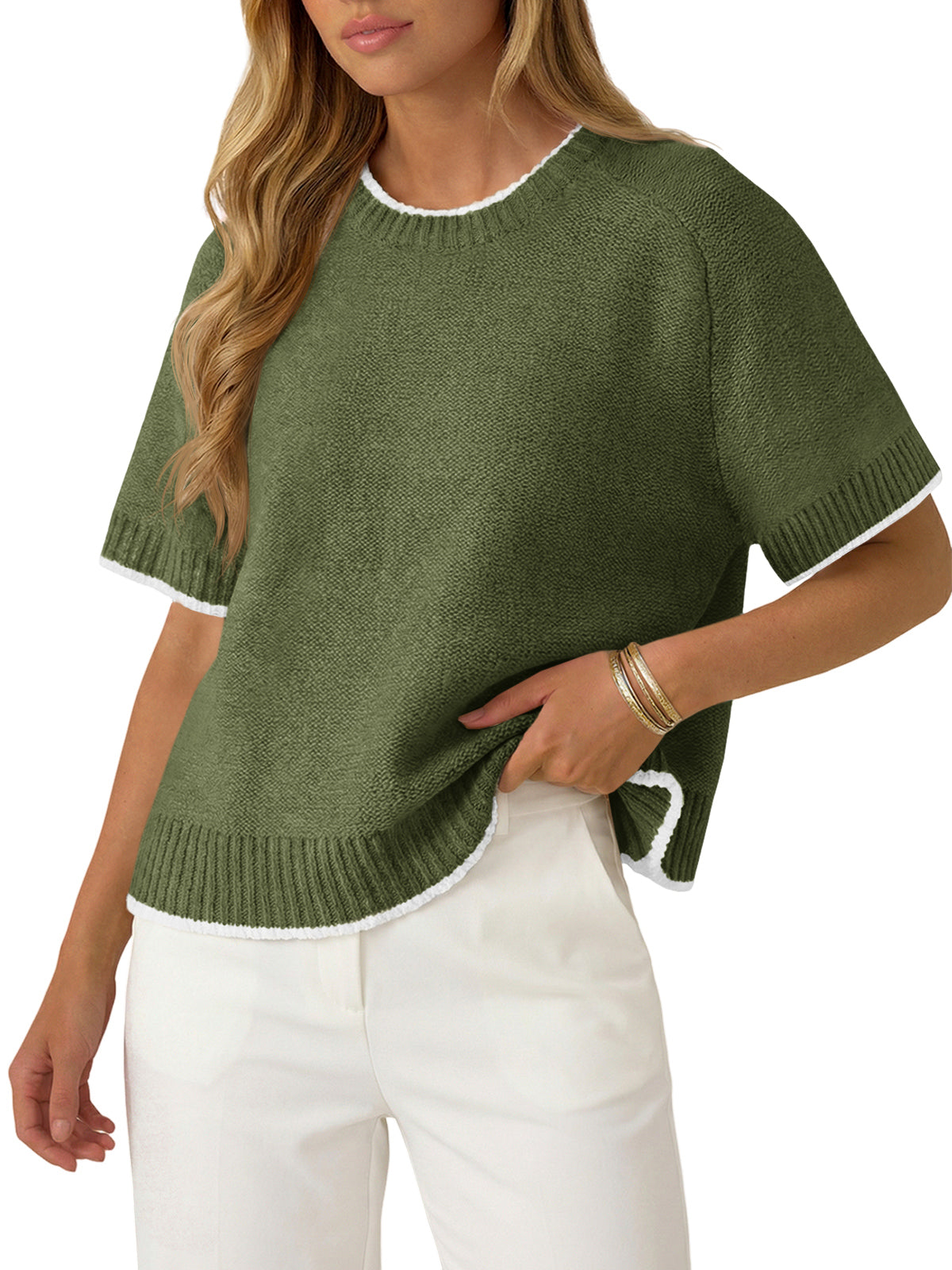 Saodimallsu Womens Casual Crew Neck Sweaters